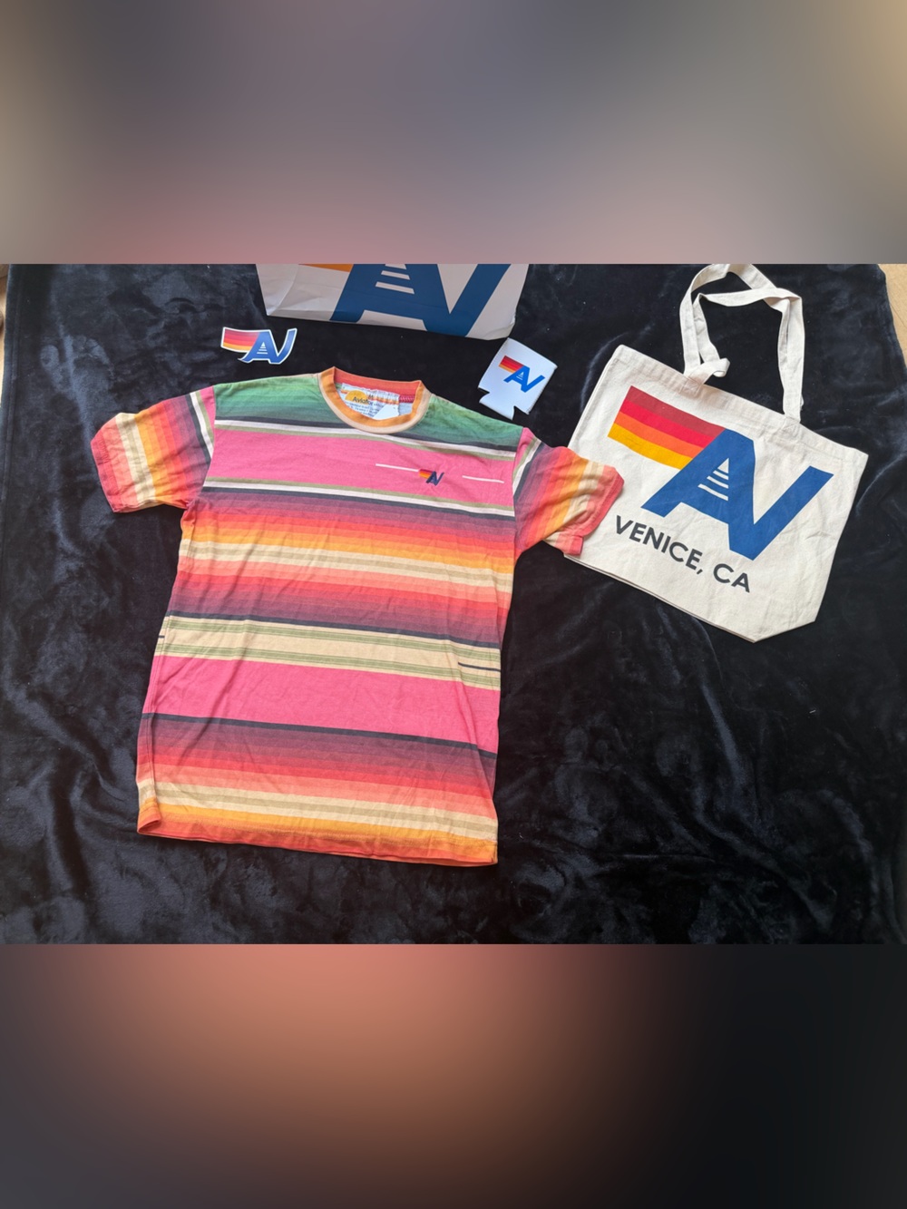 New with tag RARE Aviator Nation Serape Shirt medium + Tote Bag